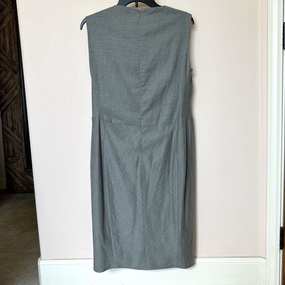 Ralph Lauren Dress 16 Purple Label Gray Wool Silk Lining Sheath Rhinestone Glam - Picture 3 of 8